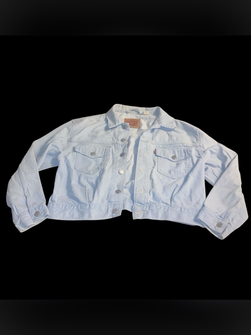 Levi's Trucker Denim Jean Jacket Womens Medium Blue Button Up Cropped Classic